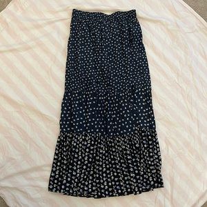 Uniqlo Navy Floral High Low Skirt